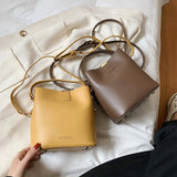 Vintage Bucket Bag PU Leather Shoulder Bags Large Capacity Crossbody Bag