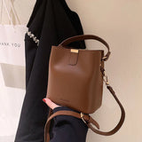 Vintage Bucket Bag PU Leather Shoulder Bags Large Capacity Crossbody Bag