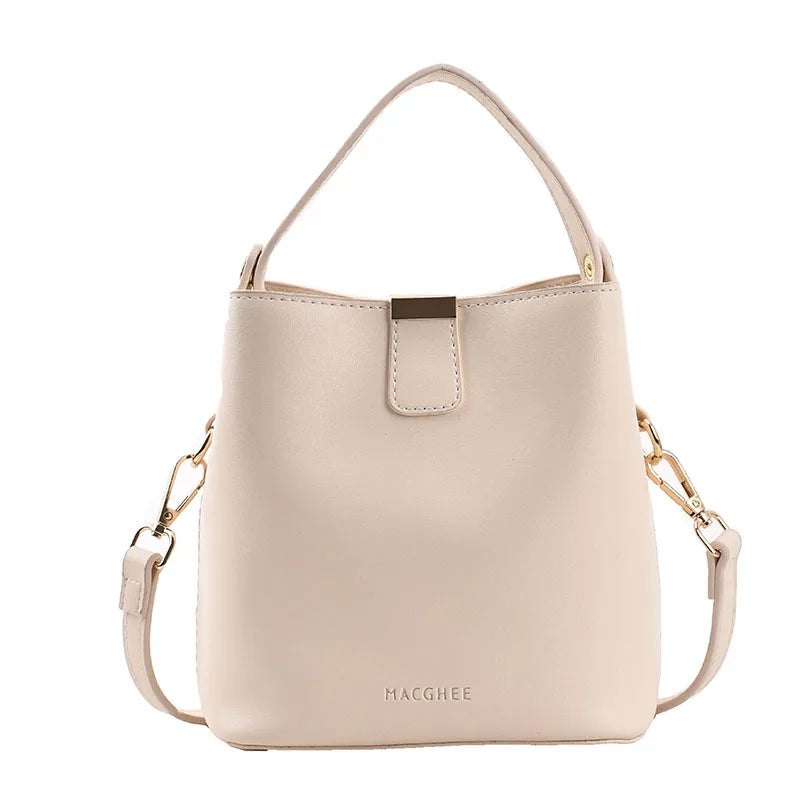 Vintage Bucket Bag PU Leather Shoulder Bags Large Capacity Crossbody Bag