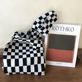 Women Knitted Tote Shoulder Bag Stripe Woven Casual Purse