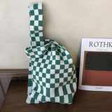 Women Knitted Tote Shoulder Bag Stripe Woven Casual Purse
