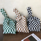 Women Knitted Tote Shoulder Bag Stripe Woven Casual Purse