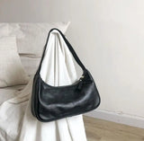 Casual Solid Shoulder Bags Split Retro Small Clutch French Style Underarm Bag