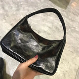 Casual Solid Shoulder Bags Split Retro Small Clutch French Style Underarm Bag