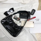 Casual Solid Shoulder Bags Split Retro Small Clutch French Style Underarm Bag