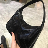Casual Solid Shoulder Bags Split Retro Small Clutch French Style Underarm Bag