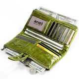 Women Hasp Zipper Cow Leather RFID Wallet