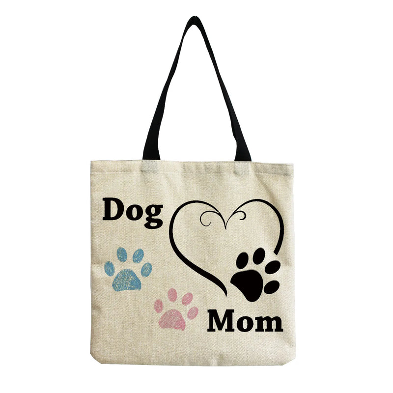 Customizable Cat Paw Print Shopper Bag Eco-Friendly Shoulder Bag