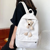 Women High Bear Canvas Backpack Large Capacity Teenage School Bags