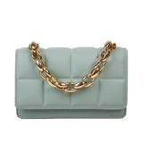 Women High-end PU Chain Small Square Crossbody Checkered Shoulder Lady Side Bag