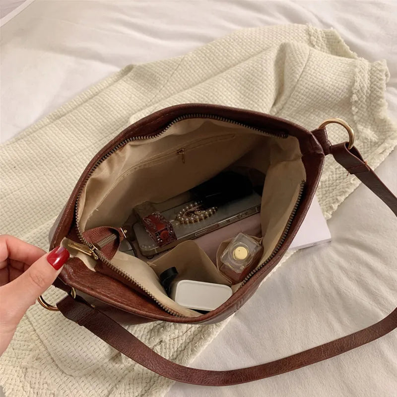 Women Hobos Bags Soft Leather Shoulder Bag Vintage Crossbody Handbag