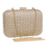 Women Hollow Out Evening Bags with Chain Shoulder Clutch Black/Gold