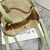 Women Straw Shoulder Bags Beach Holiday Woven Handbag Hollow Leather