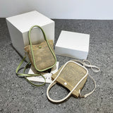 Women Straw Shoulder Bags Beach Holiday Woven Handbag Hollow Leather