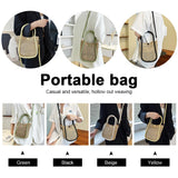 Women Straw Shoulder Bags Beach Holiday Woven Handbag Hollow Leather