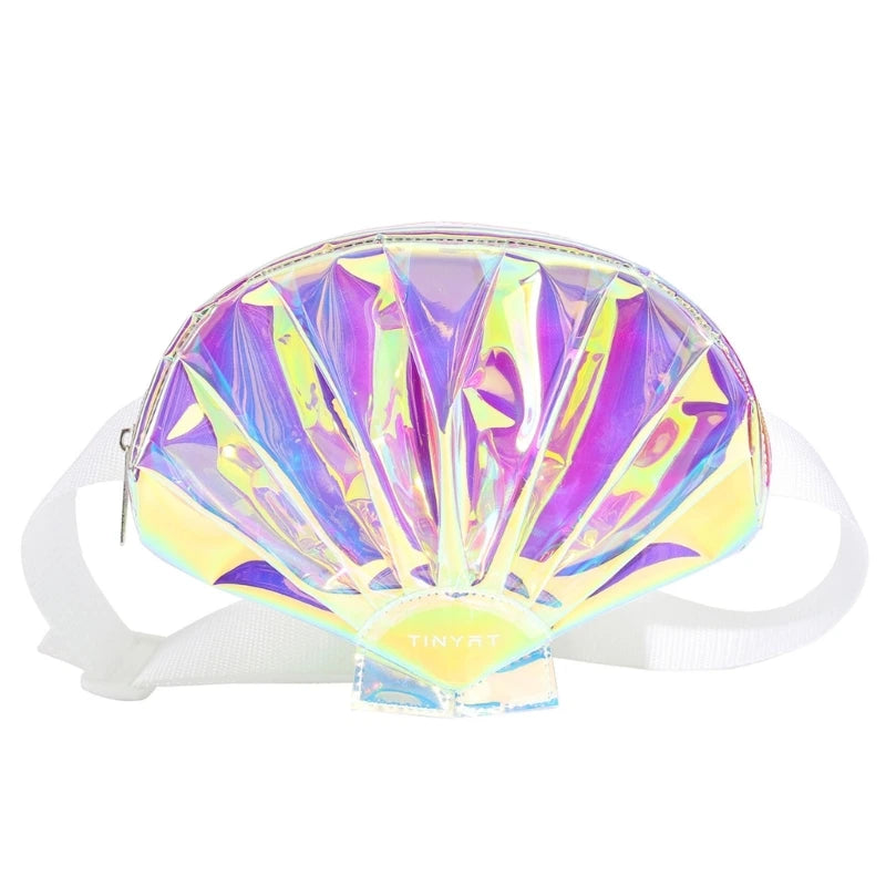 Women Holographic Waist Fanny Pack Shell Shape Belt Bum Bag