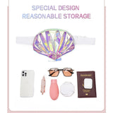 Women Holographic Waist Fanny Pack Shell Shape Belt Bum Bag