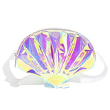 Women Holographic Waist Fanny Pack Shell Shape Belt Bum Bag