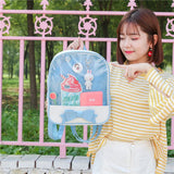 Women Ita Bag Backpack Transparent Bagpack Lovely Bow PU Backpacks