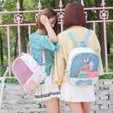 Women Ita Bag Backpack Transparent Bagpack Lovely Bow PU Backpacks