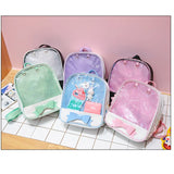 Women Ita Bag Backpack Transparent Bagpack Lovely Bow PU Backpacks