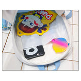 Women Ita Bag Backpack Transparent Bagpack Lovely Bow PU Backpacks