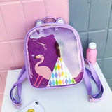 Women Ita Bag Transparent Cat Ear PU Leather Backpack Teenage Girls School Bags