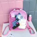 Women Ita Bag Transparent Cat Ear PU Leather Backpack Teenage Girls School Bags