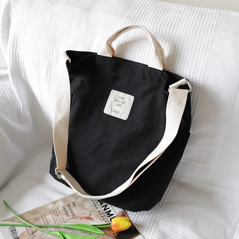 Japanese Style Canvas Shoulder Bag Large-capacity Handbag