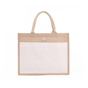 Women Jute Tote Shopping Bag Reusable Beach Burlap Handbag