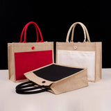 Women Jute Tote Shopping Bag Reusable Beach Burlap Handbag