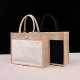 Women Jute Tote Shopping Bag Reusable Beach Burlap Handbag