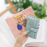 Women Key Bag Sweet Flower Mini Wallet Holder Keychain Organizer Pouch