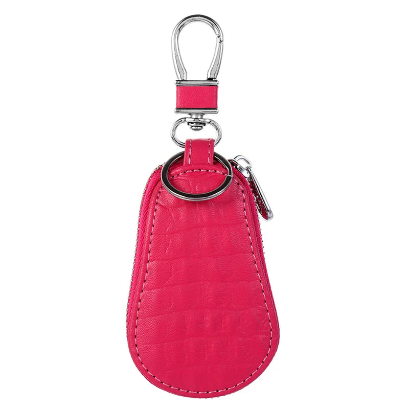Leather Key Holder Organizer Zipper Key Case Bag