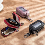 Leather Double Zipper Key Holder Housekeeper Multifunctional