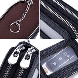 Leather Double Zipper Key Holder Housekeeper Multifunctional