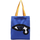 Duck Cartoon Shoulder Bag for Women Knitting Handbag Tote Wool Shopping Bag