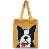 Duck Cartoon Shoulder Bag for Women Knitting Handbag Tote Wool Shopping Bag
