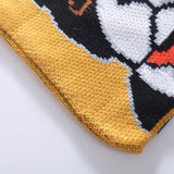 Duck Cartoon Shoulder Bag for Women Knitting Handbag Tote Wool Shopping Bag