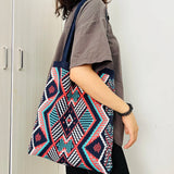 Ethnic Boho Crochet Shoulder Bag Large Capacity Tote