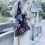 Ethnic Boho Crochet Shoulder Bag Large Capacity Tote