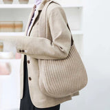 Women Knitting Shoulder Bag Handbag Minimalist Crochet Bucket Bag