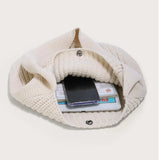 Women Knitting Shoulder Bag Handbag Minimalist Crochet Bucket Bag
