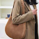 Women Knitting Shoulder Bag Handbag Minimalist Crochet Bucket Bag