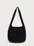 Women Knitting Shoulder Bag Handbag Minimalist Crochet Bucket Bag