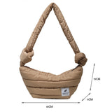 Women Knotted Quilted Bag Cotton Space Padded Shoulder Bag