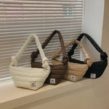 Women Knotted Quilted Bag Cotton Space Padded Shoulder Bag