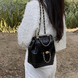 Korea Autumn Winter Mini Chains Backpack Female Student Leather