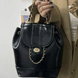 Korea Autumn Winter Mini Chains Backpack Female Student Leather