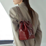 Korea Autumn Winter Mini Chains Backpack Female Student Leather